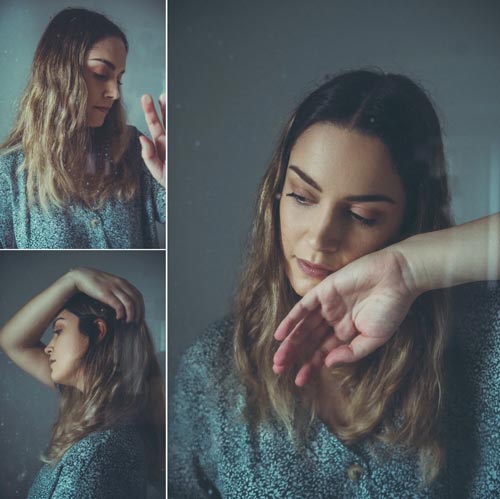 سه حالت مختلف عکاسی از خود یک دختر جوان