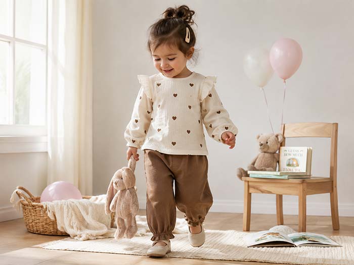 عکاسی لباس روی تن کودک در فضای ساده