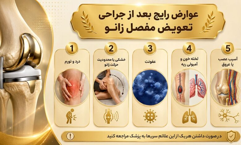 عوارض رایج بعد از جراحی تعویض مفصل زانو